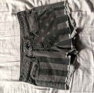 Gray American Flag Print Shorts